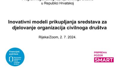 Online radionica “Inovativni modeli prikupljanja sredstava za djelovanje organizacija civilnoga društva”